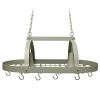 Rustic 2 Light 10 Hook Ceiling Mounted Hanging Pot Rack in Slate Gray