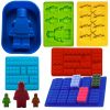 6 Pcs Chocolate Molds Silicone Fun Robot Brick Non Stick Shapes Heat Resistant Easy to Use and Clean Gummy Molds Silicone Design for Candy Chocolate I