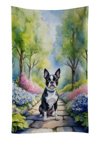 Boston Terrier Spring Path Kitchen Towel Dish Cloths Guest Hand Towel Decorative Bathroom Towel for Face,Tea, Dishcloth, Kitchen and Bath