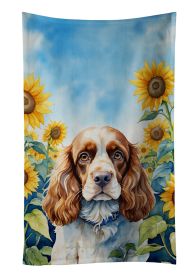 Cocker Spaniel in Sunflowers Kitchen Towel Dish Cloths Guest Hand Towel Decorative Bathroom Towel for Face,Tea, Dishcloth, Kitchen and Bath