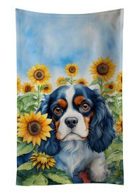 Cavalier Spaniel in Sunflowers Kitchen Towel Dish Cloths Guest Hand Towel Decorative Bathroom Towel for Face,Tea, Dishcloth, Kitchen and Bath