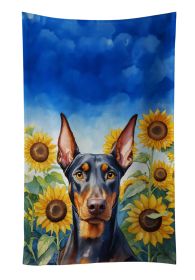 Doberman Pinscher in Sunflowers Kitchen Towel Dish Cloths Guest Hand Towel Decorative Bathroom Towel for Face,Tea, Dishcloth, Kitchen and Bath