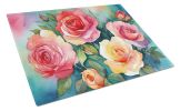 NEW Oklahoma Roses in Watercolor Glass Cutting Board Decorative Tempered Glass Kitchen Cutting and Serving Board Large Size Chopping Board