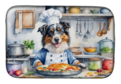 Australian Shepherd The Chef Dish Drying Mat Absorbent Dish Drying Mat Pad for Kitchen Counter Dish Drainer Mat for Countertop, 14 x 21", Multicolor