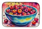 Colorful Cherries Dish Drying Mat Absorbent Dish Drying Mat Pad for Kitchen Counter Dish Drainer Mat for Countertop, 14 x 21", Multicolor