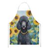 Black Poodle in Sunflowers Apron Cooking Kitchen Server Baking Crafts Gardening for Adult Women Men, Unisex, Large, Multicolor
