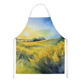 Nebraska Goldenrod in Watercolor Apron Cooking Kitchen Server Baking Crafts Gardening for Adult Women Men, Unisex, Large, Multicolor