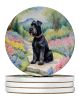 Giant Schnauzer Spring Path Large Sandstone Coasters Pack of 4 Absorbent Round Coasters Decor Gifts for Men or Women, 4 in, Multicolor