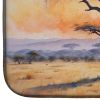 Elephants Savanna Sunrise Dish Drying Mat Absorbent Dish Drying Mat Pad for Kitchen Counter Dish Drainer Mat for Countertop, 14 x 21", Multicolor