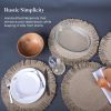 Braided Cotton Placemats 15 Inch Set of 4 with 4 Free Coasters Washable Anti Slip Heat Resistant Mats Boho Woven Round Table Mats for House Decor Kitc