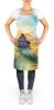 Montana Bitterroot in Watercolor Apron Cooking Kitchen Server Baking Crafts Gardening for Adult Women Men, Unisex, Large, Multicolor