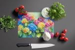 NEW Hydrangeas in Watercolor Glass Cutting Board Decorative Tempered Glass Kitchen Cutting and Serving Board Large Size Chopping Board