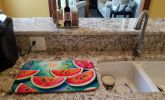 Colorful Watermelons Dish Drying Mat Absorbent Dish Drying Mat Pad for Kitchen Counter Dish Drainer Mat for Countertop, 14 x 21", Multicolor